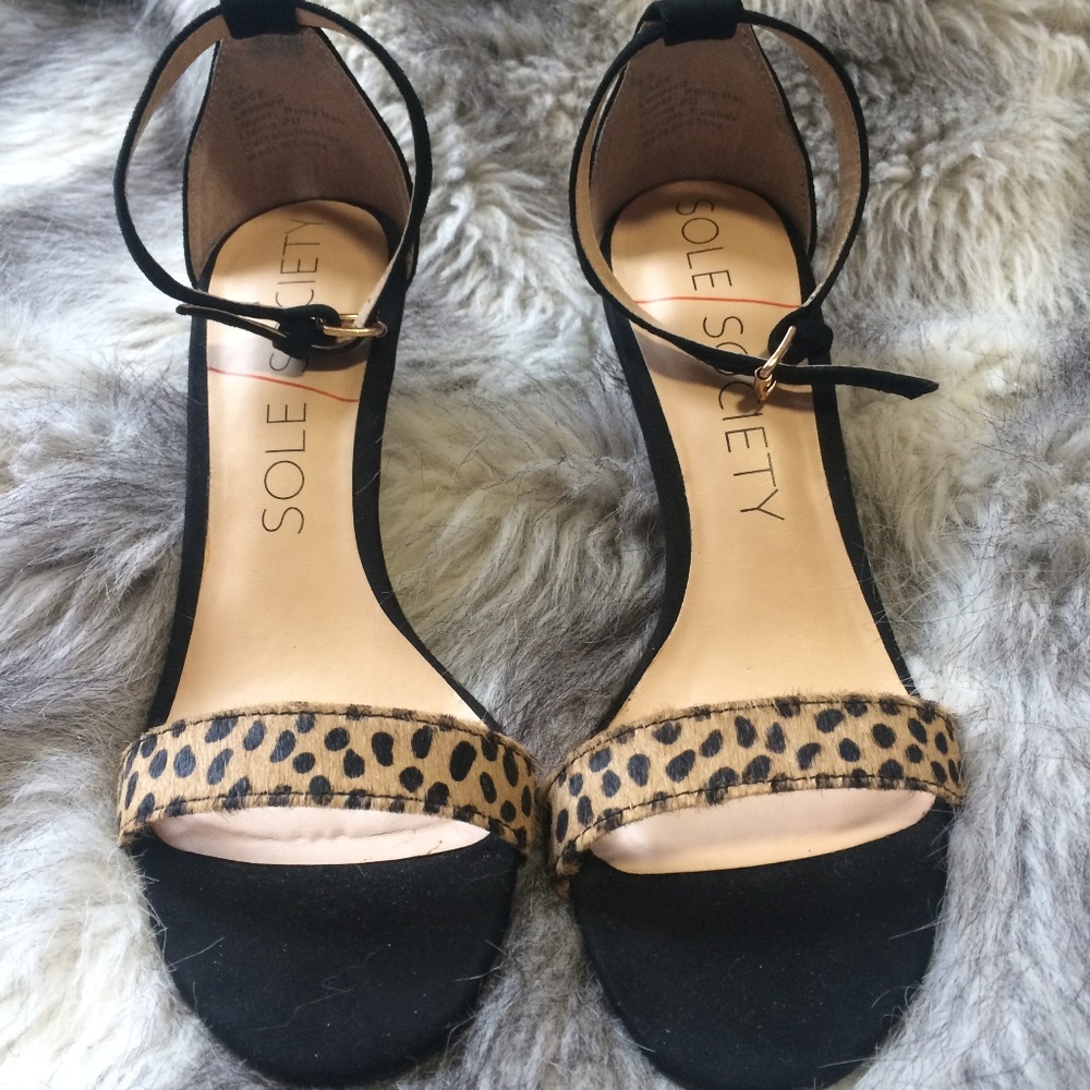 Sole Society Leopard Ankle-Strap Sandal Heels
